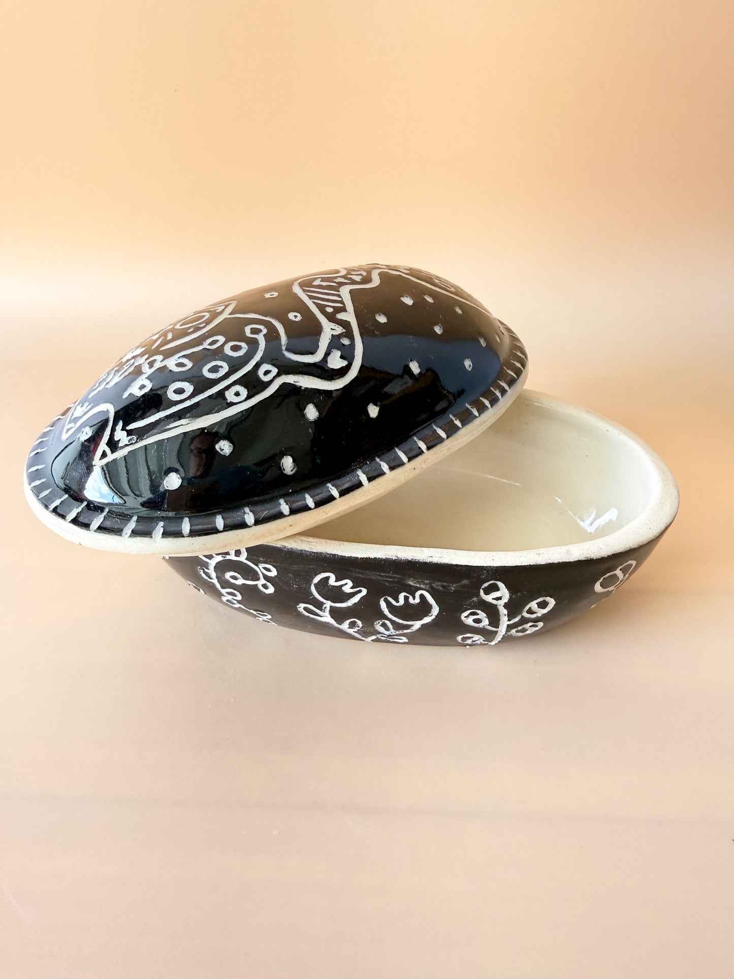 Carved Cat Trinket Jar