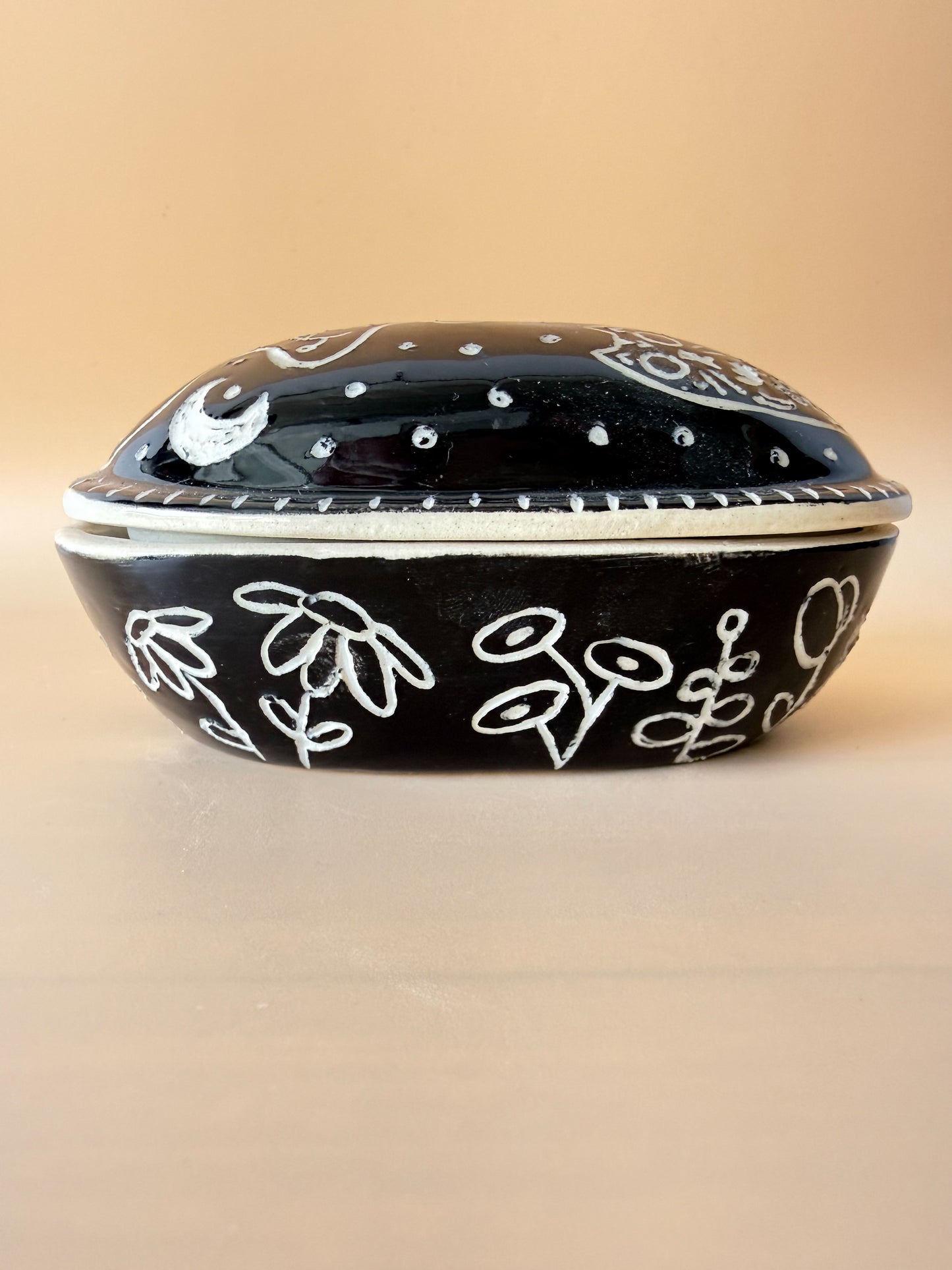 Carved Cat Trinket Jar