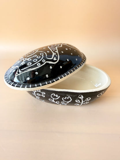 Carved Cat Trinket Jar